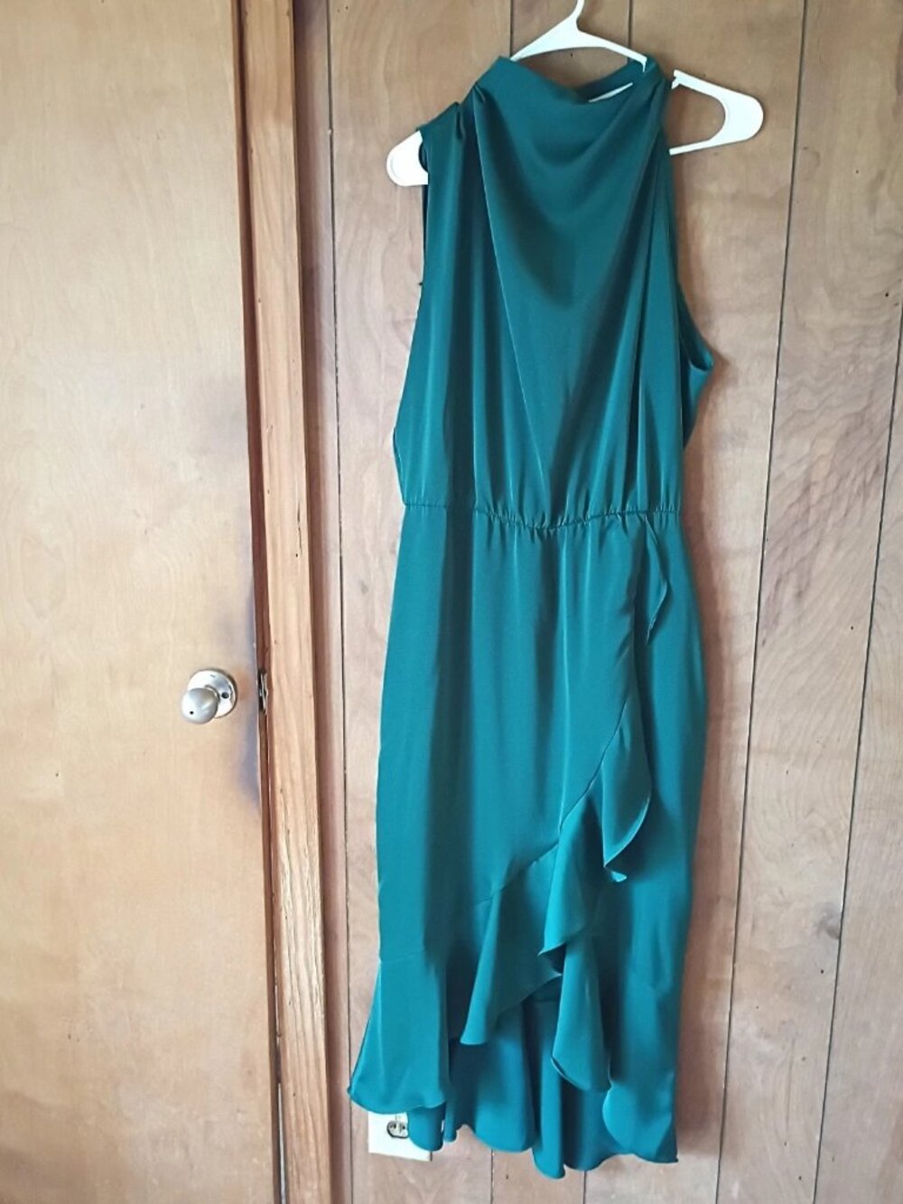 Kirundo Green Sleeveless Ruffle Hem Maxi Dress Size Large